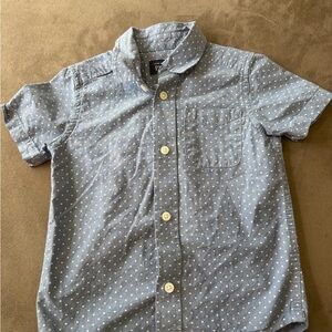 The Children’s Place Toddler Boys Chambray Dot Button-Up Short Sleeve Shirt 3T